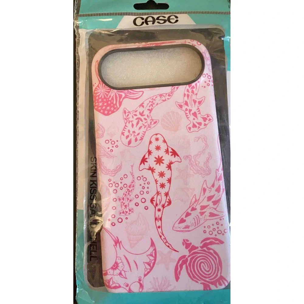 Pink Sharks Sea Turtle iPhone 17 Frosted Case for Women Girls Protective Cover
